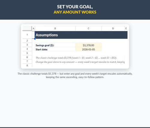 52-Week Savings Challenge Tracker | Customizable Google Sheets Planner (Digital Download)
