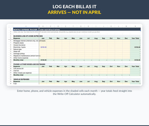 Canadian Home Business Expense Tracker | Google Sheets T2125 Write-Off Calculator