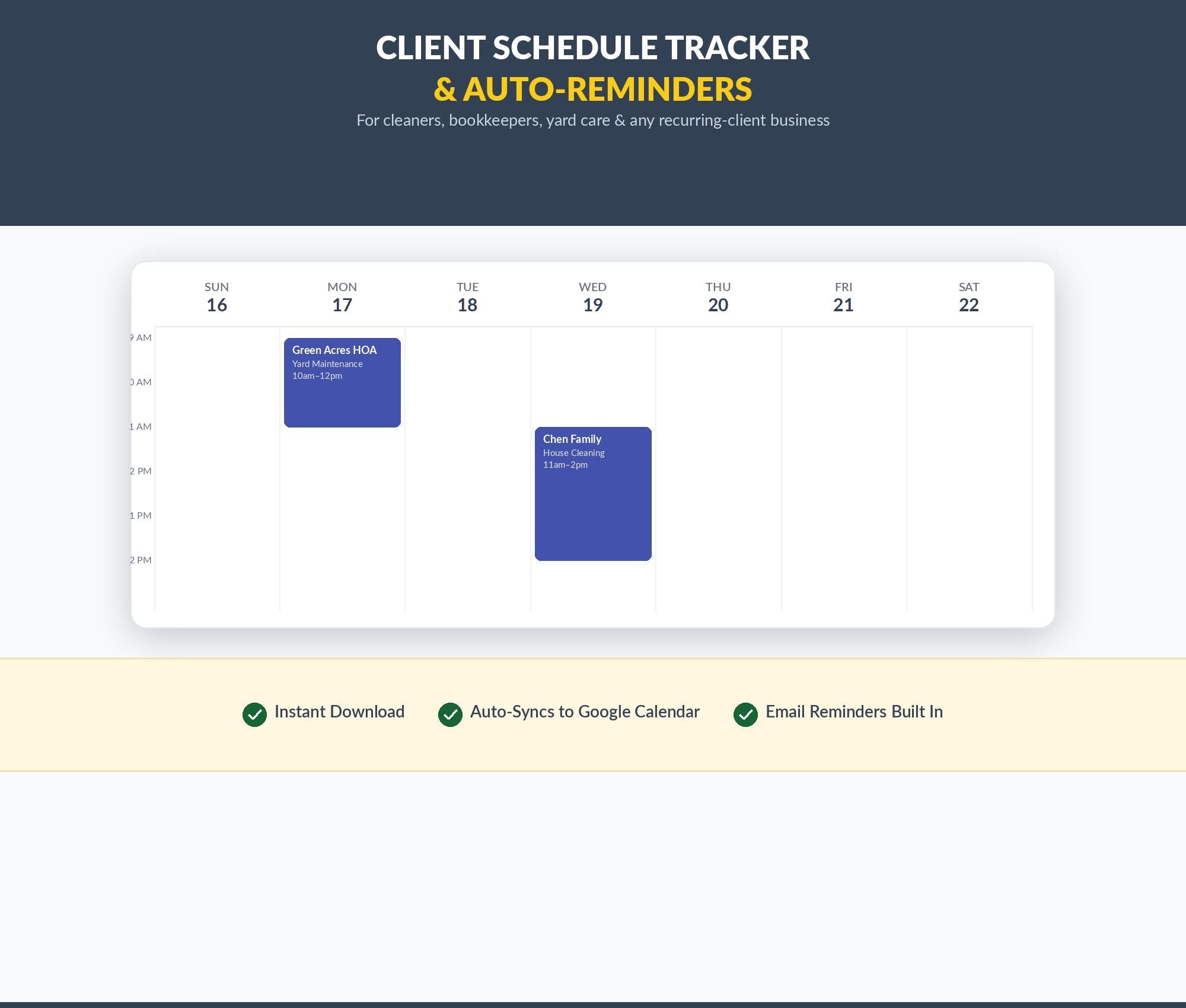 Client Schedule Tracker | Google Sheets Template with Auto-Reminders (Digital Download)
